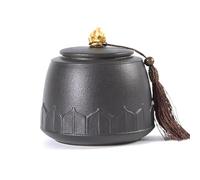 HUFFA Large Black Pottery Tea Jar for Pu'er Storage | Sealed Coarse Ceramic Jar for Tea | Awakening Tea Canister(Schwarz)