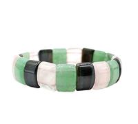 HUFFA Mixed Color Agate Crystal Bracelet - Natural Handmade Flat Tube Jewelry for Women and Men(DonglingTigerEye)