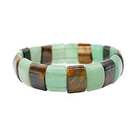 HUFFA Mixed Color Agate Crystal Bracelet - Natural Handmade Flat Tube Jewelry for Women and Men(green)