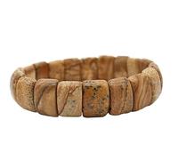 HUFFA Mixed Color Agate Crystal Bracelet - Natural Handmade Flat Tube Jewelry for Women and Men(PictureStone)