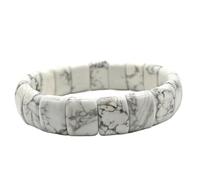 HUFFA Mixed Color Agate Crystal Bracelet - Natural Handmade Flat Tube Jewelry for Women and Men(WhitePine)
