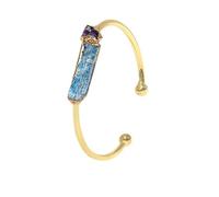 HUFFA Natural Amethyst and Citrine Crystal Cluster Bracelet - Gold-Plated Adjustable Jewelry(BlueCrystalamethystbracelet)