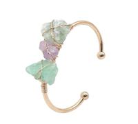 HUFFA Natural Amethyst Citrine Raw Stone Crystal Bracelet - Wire Wrapped Open Design(Two-Color(Single))