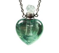 HUFFA Natural Amethyst Essence Oil Bottle Pendant - Polished Aromatherapy Necklace with Raw Stone Charm(green)