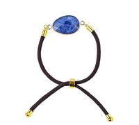 HUFFA Natural Amethyst Pink Crystal Adjustable Bracelet with Irregular Edging and Handcrafted Rope Design(Bluestone)