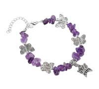 HUFFA Natural Amethysts Bracelet Stone Purple Crystal Beaded Bracelets Adjustable Bangle For Women Jewelry(Type 20)
