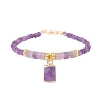 HUFFA Natural Amethysts Bracelet Stone Purple Crystal Beaded Bracelets Adjustable Bangle For Women Jewelry(Type 28)