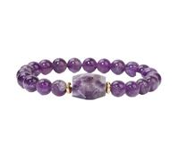 HUFFA Natural Amethysts Bracelet Stone Purple Crystal Beaded Bracelets Adjustable Bangle For Women Jewelry(Type 16)