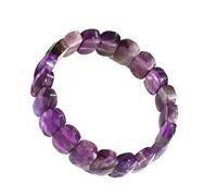 HUFFA Natural Crystal Facet Oval Bracelet - Moonlight Stone & Tiger Eye - Handcrafted White Pine Stone Jewelry(Amethyst)