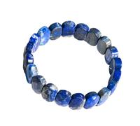 HUFFA Natural Crystal Facet Oval Bracelet - Moonlight Stone & Tiger Eye - Handcrafted White Pine Stone Jewelry(Lapislazul)