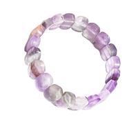 HUFFA Natural Crystal Facet Oval Bracelet - Moonlight Stone & Tiger Eye - Handcrafted White Pine Stone Jewelry(LavenderAmethyst)