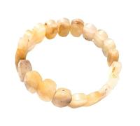 HUFFA Natural Crystal Facet Oval Bracelet - Moonlight Stone & Tiger Eye - Handcrafted White Pine Stone Jewelry(Yellowjade)