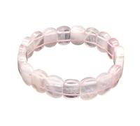 HUFFA Natural Stone 11x15mm Smooth Crystal Bracelet - Labradorite & Rose Quartz Healing Gemstone Jewelry(Rose Quartz)