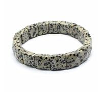 HUFFA Natural Stone Crystal Facet Pyramid Handcrafted Red Green Treasure White Crystal Bracelet for Healing and Meditation(Spottedstone)