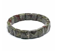 HUFFA Natural Stone Crystal Facet Pyramid Handcrafted Red Green Treasure White Crystal Bracelet for Healing and Meditation(Dragonbloodstone)