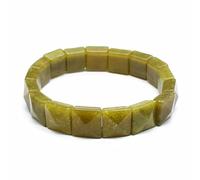 HUFFA Natural Stone Crystal Facet Pyramid Handcrafted Red Green Treasure White Crystal Bracelet for Healing and Meditation(Olivejade)