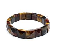 HUFFA Natural Stone Crystal Facet Pyramid Handcrafted Red Green Treasure White Crystal Bracelet for Healing and Meditation(Colorfultigereyestone)