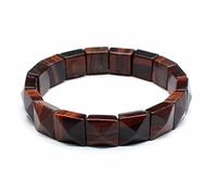 HUFFA Natural Stone Crystal Facet Pyramid Handcrafted Red Green Treasure White Crystal Bracelet for Healing and Meditation(Redtigereyestone)