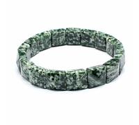 HUFFA Natural Stone Crystal Facet Pyramid Handcrafted Red Green Treasure White Crystal Bracelet for Healing and Meditation(Greendotstone)