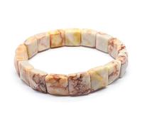 HUFFA Natural Stone Crystal Facet Pyramid Handcrafted Red Green Treasure White Crystal Bracelet for Healing and Meditation(Rednetwork)