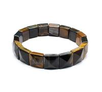 HUFFA Natural Stone Crystal Facet Pyramid Handcrafted Red Green Treasure White Crystal Bracelet for Healing and Meditation(Yellowtigereyestone)