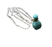 HUFFA Natural Stone Geometric Small Square Crystal Pendant Perfume Bottle - Essential Oil Bottle with Sweater Chain(C)