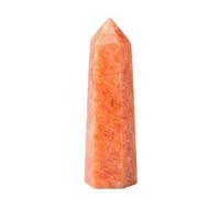 HUFFA Natural Sunstone Raw Crystal Hexagonal Prism Ornament - Orange Moonstone Single-Pointed Crystal Column for Home Decor and Healing(7-8cm)