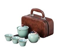HUFFA Portable Travel Tea Set - One Pot and Three Cups - Outdoor Kung Fu Tea Set for Tea Lovers(Sky Blue)