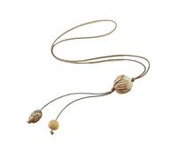 HUFFA Retro Ethnic Style Bodhi Necklace with Carved Lotus Pendant on Wool Chain(BodhiLotusLeather)