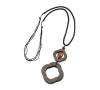 HUFFA Retro Literary Sandalwood Long Sweater Chain Rope Necklace for Women - Unique Fashion Accessories(Luckyflowershentreasure)