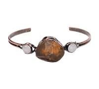 HUFFA Retro Style Irregular Natural Amethyst and Citrine Raw Stone Bracelet for Bohemian Fashion Lovers(Citrineh)