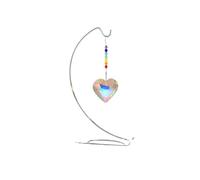 HUFFA Stainless Steel Bracket Sun Catcher Crystal Pendant - Perfect for Home Decor and Gift Giving(Silver 5 peach heart height 23CM)