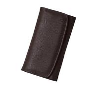 HUFFAM Genuine Leather Wallets for Women 2024 RFID Blocking Ladies Large Trifold Slim Clutch Wallet for Women - 13 Card Slots, 4 Cash Slots - Fits iPhone 14, Pebbled Brown, Classic