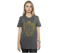 Hufflepuff Badger Crest Cotton Boyfriend T-Shirt Harry Potter Charcoal XL