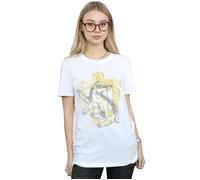 Hufflepuff Badger Crest Cotton Boyfriend T-Shirt Harry Potter White 5XL