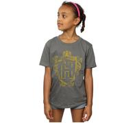 Hufflepuff Badger Crest Cotton T-Shirt Harry Potter Charcoal 5-6 Years