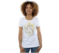 (S, White) Harry Potter Womens/Ladies Hufflepuff Badger Crest Cotton T-Shirt
