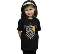 Hufflepuff Crest Flat Cotton T-Shirt Harry Potter Black 7-8 Years