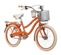 Huffy Deluxe Cruiser Girls's Bike 20", Vintage Style Bike, Padded Seat, Bell, Basket, Matching Mudguards, Cup Holder - Orange