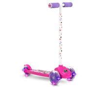 Huffy Disney Minnie Mouse Tilt ’N Turn 3-Wheel Scooter for Kids | Ages 3+ Years Old, LED Light-Up Wheels, Rear Foot Brake, Stable Wide Non-Slip Deck, Minnie Mouse Graphics, Toddlers