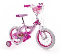 Huffy Disney Princess 14" Girls Bike with Front Doll Carrier, Removable Stabilisers, Bell, Front and Rear Mudguards, Enclosed Chain, Girls’ Bicycle Ideal for Ages 4-6 Years - Metallic light Pink