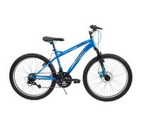 Huffy Extent Boys 24 Inch Mountain Bike, 18 Gears, Hardtail Bicyle Front Suspension, Durable Steel Frame, All-Terrain Tyres - Cobalt Blue