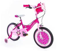 Huffy Minnie Mouse 16 Inch Girls Bike for Ages 4-6 Pink with Pretty Handbag Storage