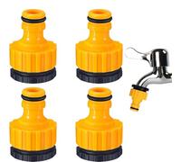 hufhnwso 4 x Gardena Connection 1/2 Inch Tap Connector 3/4 Inch, Plastic Adapter Coupling Hose Connection Set, 2-in-1 Hose Connection Set for Tap Hose Connection