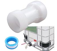 hufhnwso IBC Adapter S60 x 6 Extension, IBC Tank Accessory Spacer Straight with PVC Seal, S60 x 6 Coarse Thread to S60 x 6 Male Thread Extension Piece for IBC Container Tap, 11 cm