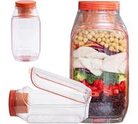 hufhnwso Salad Pod Jar with Dressing Pot, Leakproof Side Opening Salad Container for Lunch, Portable Meal Prep Salad Jars, Dishwasher Safe & Reusable Orange Lunch Box