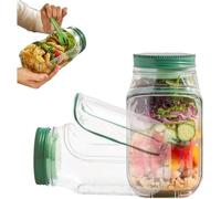 hufhnwso Salad Pod Jar with Side Opening, Leakproof Dressing Pot, 2-in-1 Portable Salad Container for Lunch, Meal Prep, Dishwasher Safe, BPA-Free Plastic