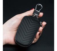 HUFIDA Leather Car Key Fob Cover, Key Case for Keychain Car Key Chain Case Holder Auto Key Shell Unisex Mens Womens (Black)