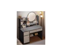 HUFIREHU Vanity Table Set Bedroom Makeup Desk Vanity Table Wooden Modern Bedroom Dresser Vanity Table With Led Lights Vanity Table With Mirror 4 Drawers White Dressing Table(Gray,ORDINARY_100CM)