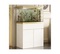 HUFIREHU White Wooden Aquarium Cabinet Black Wooden Aquarium Cabinet Fish Tank Rack With Shelf 2-Tier Reptile Tank Rack Double-Layer Storage Design For Living Room Office(White,50 * 35 * 75cm)